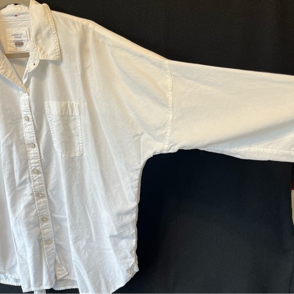 American Eagle XS Oversized button up boyfriend shirt White Long sleeve top - Picture 7 of 7